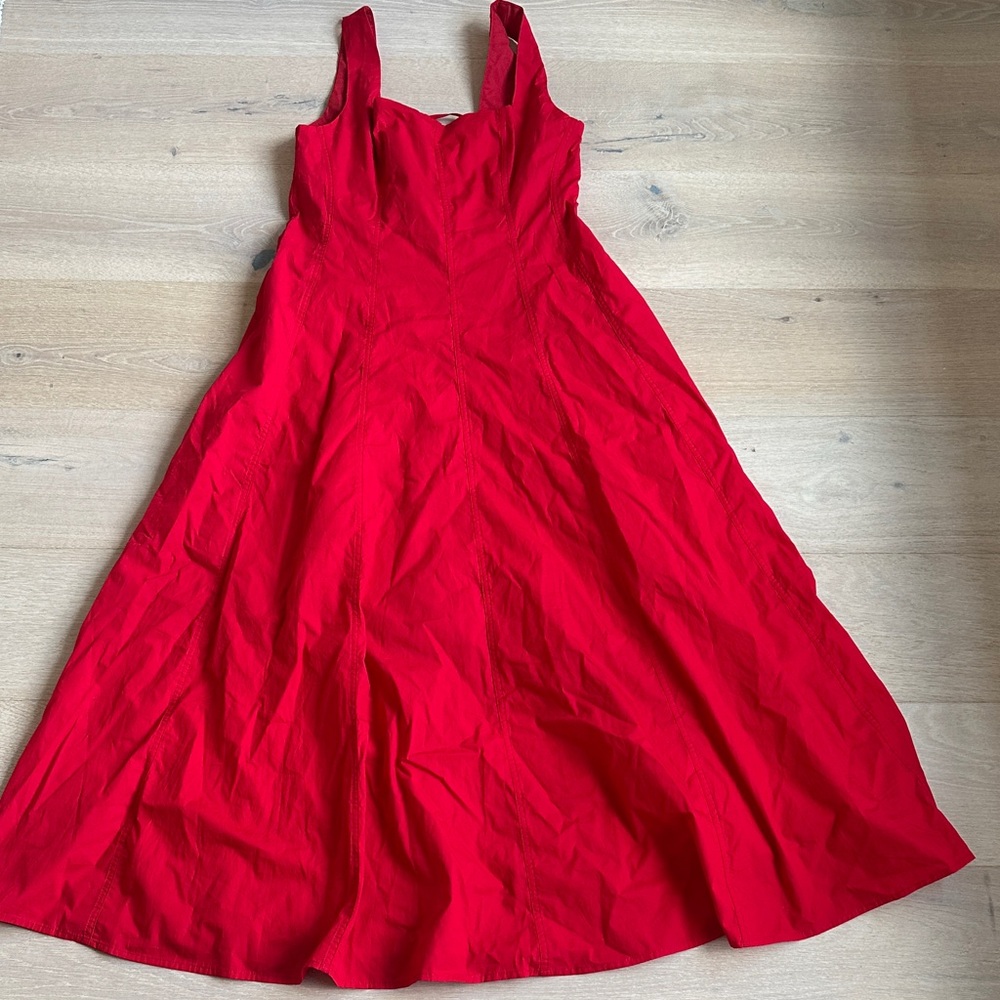 New commense Red Maxi Dress Square Neck Lace-Up Corset Back Size large - Picture 9 of 13